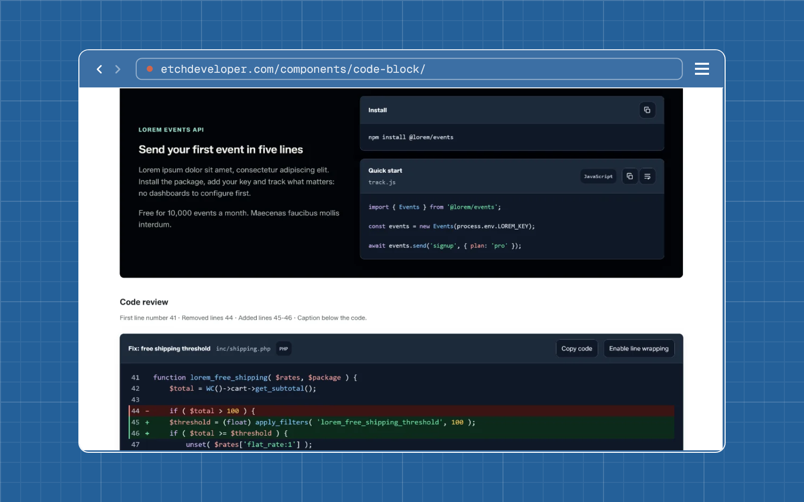 Code Block preview