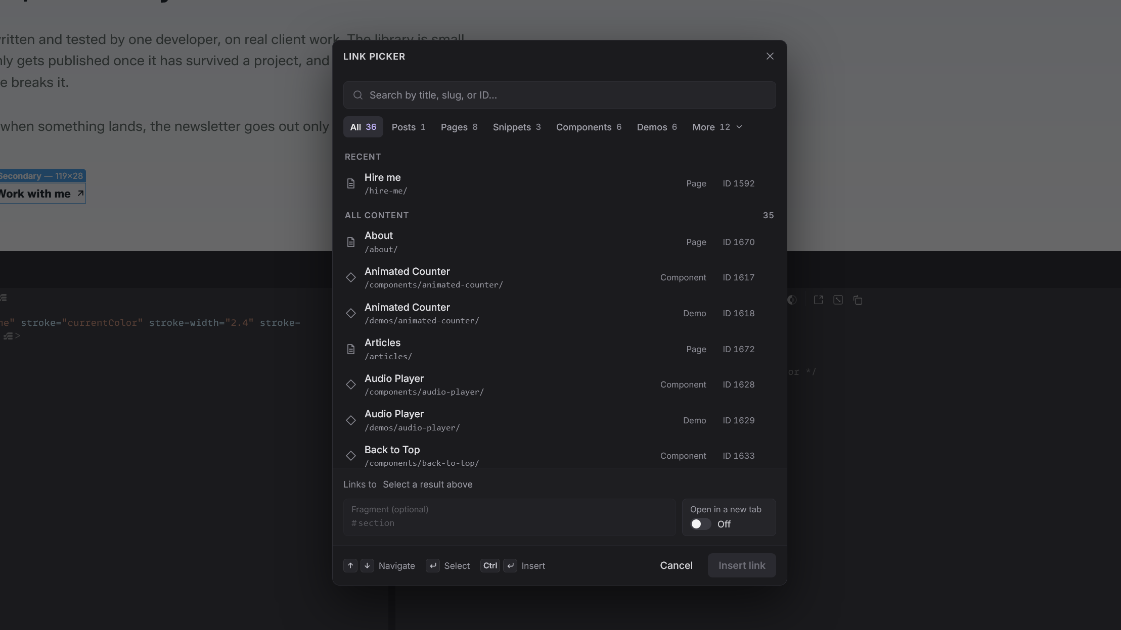 Link picker showcase